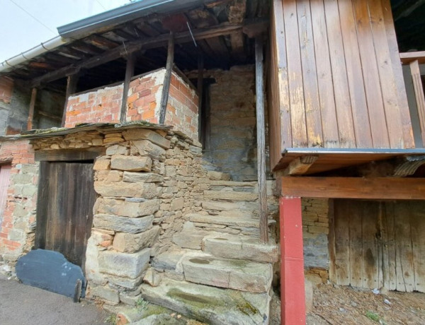 Casa de piedra para restaurar con corredor y jardín.