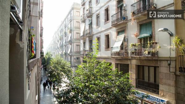 Spacious room in 4-bedroom apartment in El Raval, Barcelona