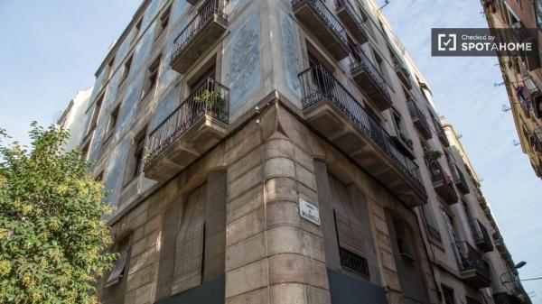 Spacious room in 4-bedroom apartment in El Raval, Barcelona